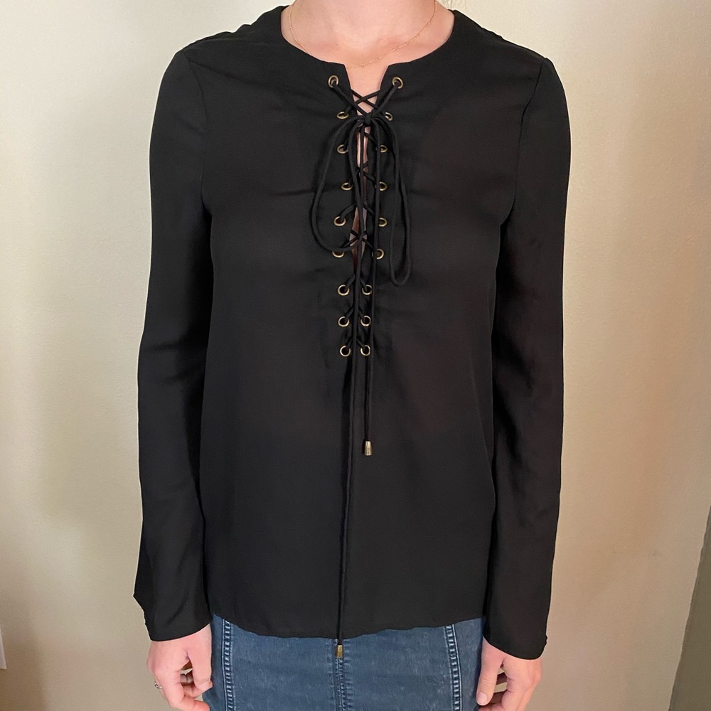 Nasty Gal retro Chiffon long sleeve blouse